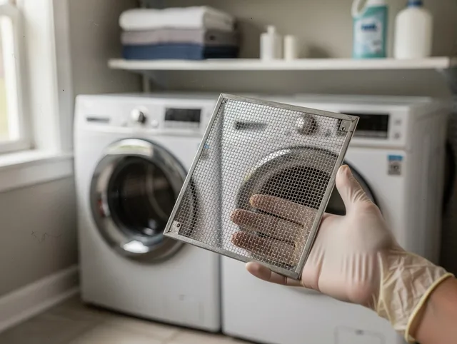 Mansfield Dryer Vent Cleaning specialist performing detailed lint trap cleaning service in Mansfield