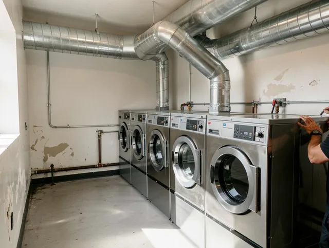 Mansfield Dryer Vent Cleaning team performing large-scale commercial dryer vent cleaning in Mansfield