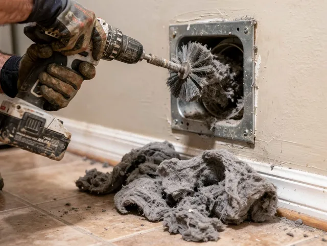 Certified Mansfield Dryer Vent Cleaning technician performing dryer vent cleaning in Mansfield