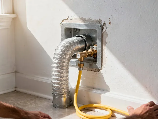 Mansfield Dryer Vent Cleaning certified technician performing specialized gas dryer vent cleaning in Mansfield